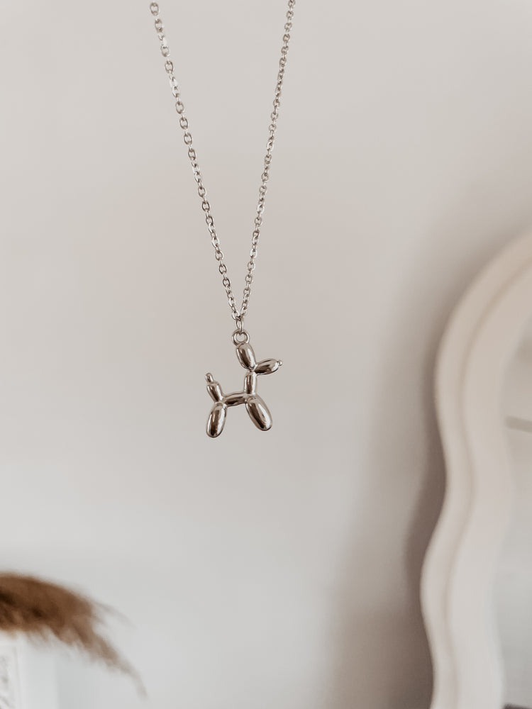 Silver Baloon dog necklace
